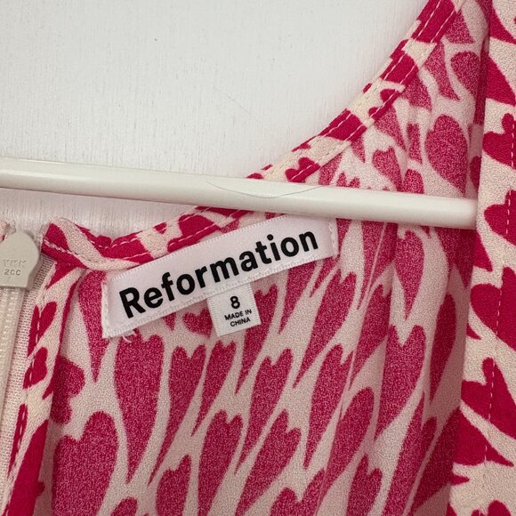 Reformation Noha mini dress in Noha print size 8 pink and white heart pattern - Picture 5 of 6